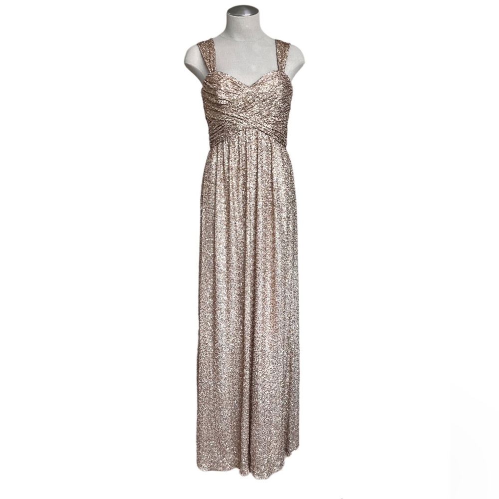 Amsale Loire Gold Sequin Gown Size 4